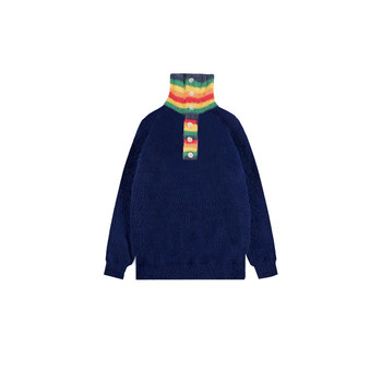 Free range culture contrast striped collar sweater for women in autumn and winter