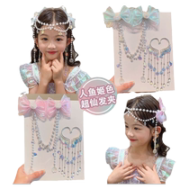 Papillon denfant knot front-tête chaîne de front Fish Ji Pearl Streaming Su Hairpin Girl Mermaid Ears Hang Girl Headwear