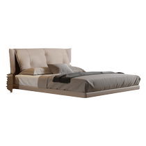 Mousse official flagship store leather bed simple and modern master bedroom leather bed cream style suspended bed light luxury soft leather bed
