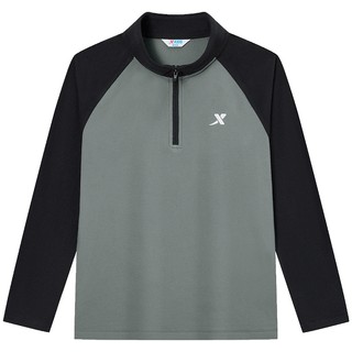 Xtep children's clothing autumn children's german velvet bottoming shirt boys' plus velvet sweatshirt medium and large children's half zipper outdoor long-sleeved t