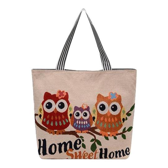 大容量包包女生通勤外出帆布包卡通文艺宝爸妈带娃收纳包带拉链