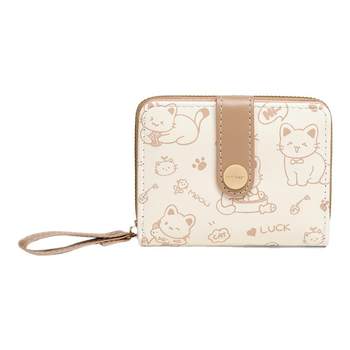 Simple japanese wallet for women short thin small folding student wallet 2025 new cute niche change card bag