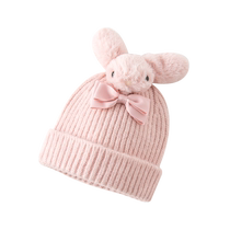 Davibella childrens hat winter new girl knit cover head hat baby cute foreign air warm hat rabbit