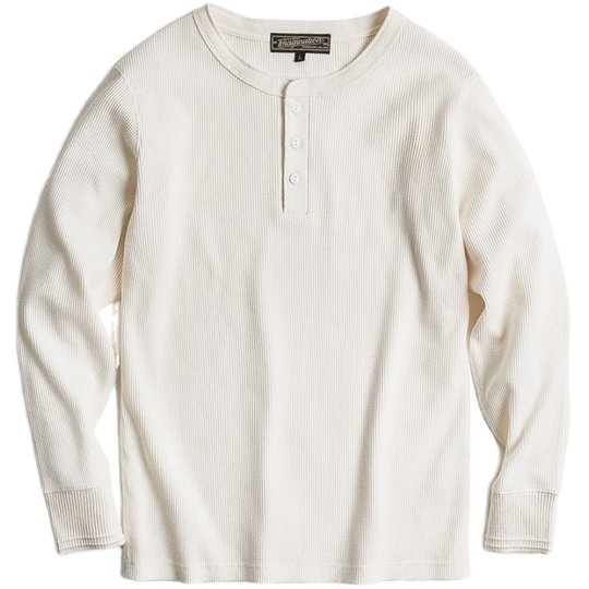 马登工装 美式复古重磅华夫格亨利衫阿美咔叽内搭打底长袖T恤男秋