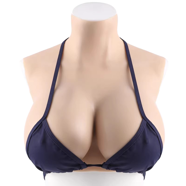 High collar men's cross-dressing silicone prosthetic breasts