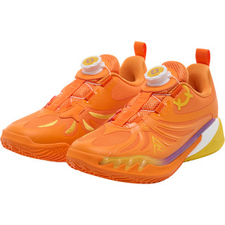 准者儿童篮球鞋日落新款冬男童低帮旋纽扣黑色防滑运动鞋透气童鞋