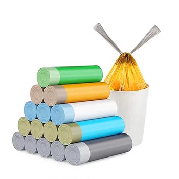 Garbage Bags for Home Kitchen Storage, Thickened, Disposable, Economical Pack, Black Drawstring Plastic, for Office, Outdoor Camping
