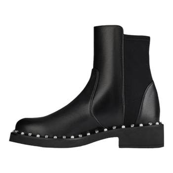 Sw24 new crystal pearl square heel short boots