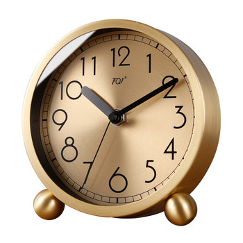 Tqj brass simple table clock home bedside quartz