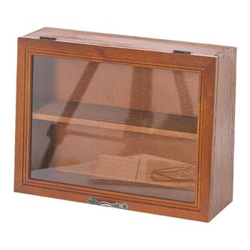 Wooden desktop flip vintage cosmetic storage box