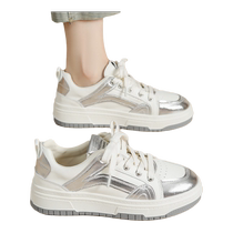 J&M Happy Mary genuine leather white shoes for women 2024 new autumn versatile thick-soled lightweight casual sports shoes