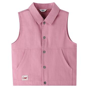 Annai children's clothing boys and girls imitation denim lapel vest 2026 spring new style breathable loose simple vest