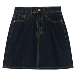 MiDing ສີຟ້າ Denim Skirt ແມ່ຍິງພາກຮຽນ spring A-Line Skirt ສັ້ນ skirt ຂະຫນາດນ້ອຍ Retro Hip Skirt Skirt