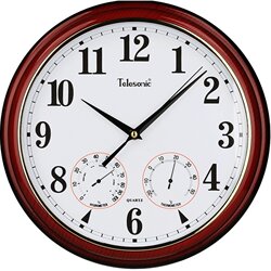 Telesonic/Uranus Silent Wall Clock Modern Retro Clock with Temperature and Humidity Design Living Room Quartz Wall Clock