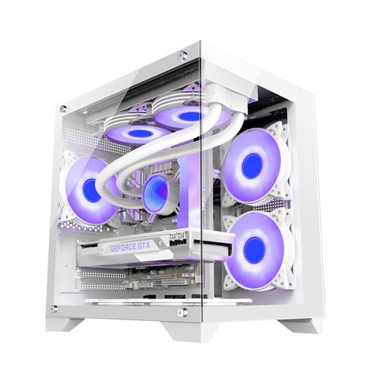 积至EVESKY 海景房MINI电脑机箱台式主机m-atx白色侧透暴风雪S920