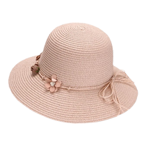 Hat Womens Summer Straw Hat Korean Version Versatile Travel Sun Hat Flower Seaside Beach Sun Protection Folding Cool Hat
