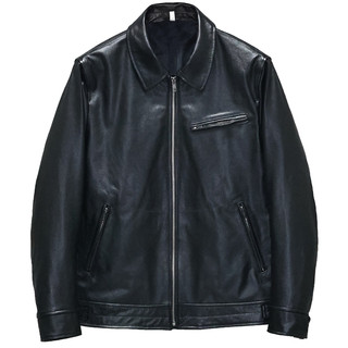First layer thin soft cowhide leather jacket for men with lapel