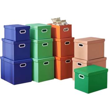Kraft paper storage box plus hard toys archives documents gift box moving large size sorting box with lid