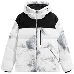 GXG Men's Abstract Pattern Hooded Warm Down Jacket Men's Contrast Color Splicing Short Down Jacket 23 Winter New Products