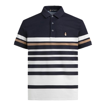 (High yarn weave cotton) Hush Puppies Mens 24 summer new contrast striped short-sleeved POLO shirt casual T-shirt