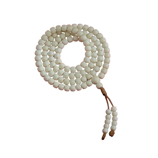 Real white jade bodhi 108 bucket bead bracelet