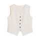 ເສື້ອກັນໜາວ pusumede ຝ້າຍແລະ linen vest ສໍາລັບແມ່ຍິງທີ່ມີການອອກແບບແອວ, vest retro ສັ້ນແລະ temperament ເທິງ