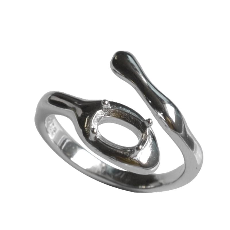 Yanzijia pointed base 5*7 gemstone sterling silver ring setting