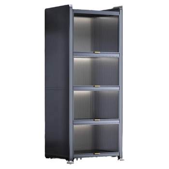 Kitchen storage cabinet with floor-standing multi-layered joints
