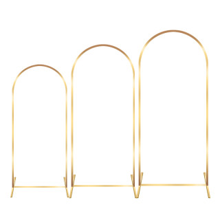 新款婚庆道具铁艺镀金半圆拱门婚礼舞台布置装饰花架摆件迎宾路引