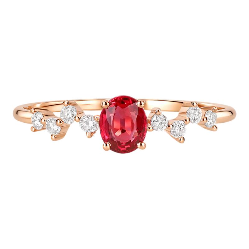 Miangqi 18K gold natural ruby diamond ring