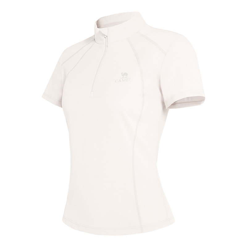 Camel Yoga Short Sleeve Shirt Women's Quick Drying Breathable Stand Collar