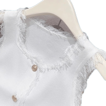 French style knitted camisole for women with niche design fringed edge vest sleeveless top suit inside