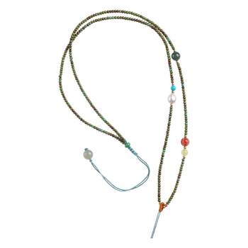 Hand-woven flat-knot jadeite full bead chain lanyard