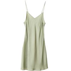 [Simple and high-end] [100% mulberry silk] [Silk skin-friendly pajamas] Jin Santa sexy V-neck suspender nightgown