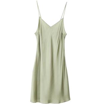 [Simple and high-end] [100% mulberry silk] [Silk skin-friendly pajamas] Jin Santa sexy V-neck suspender nightgown