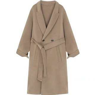 South Korea Dongdaemun double-sided cashmere coat women's long knee-high high-end Hepburn loose retro woolen coat