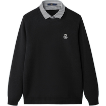 HLA Hai Lan House Trouble Planet Double Collar Sweater 24 Autumn New Far Red Jacket Sweatshirt Fake Two Pieces Men