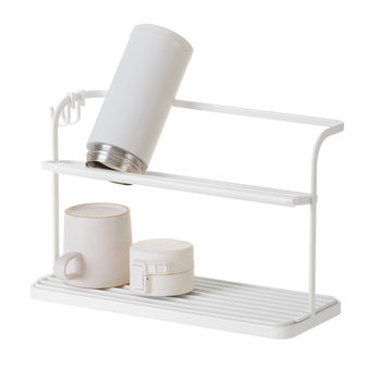 Lazy corner double drain storage cup holder