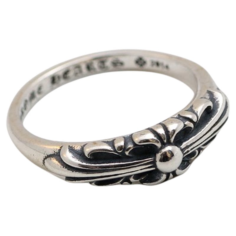 S925 sterling silver cross flower punk rock tail ring