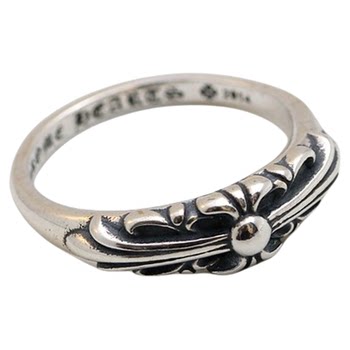 S925 sterling silver cross flower punk rock tail ring