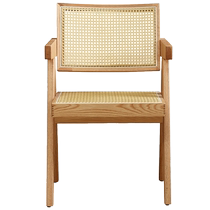 Quanyou Home Furnishing Log Wind Rattan Dining Chair New Living Room Solid Wood Frame Stool with Armchair 670256