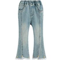 Bas de cloche pour enfants jeans pour filles vêtements dété nouveau style fin 2024 pantalons dété à jambes larges pour petites filles vêtements dété à la mode