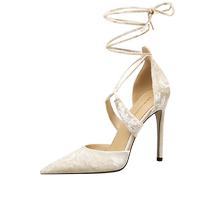 Lily Wei(面纱)法式时装包头凉鞋绑带气质性感高跟鞋小码313233