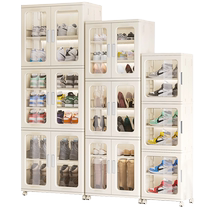 Installation-free folding storage cabinet transparent shoe cabinet living room display cabinet household storage artifact simple dust-proof storage box