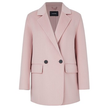 NAERSI娜尔思绵羊毛双排扣羊毛西装2025冬季新款一手长通勤外套