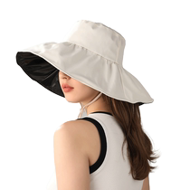FHI black plastic sun hat womens summer sun hat covering face anti-UV sun hat outdoor large brim fisherman hat