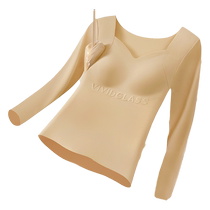 Catman Thermal Underwear Womens Autumn and Winter Free Bra 7A Grade Antibacterial Traceless Camellia Oil Light Warm Underwear Top