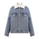 Qiushui Yiren retro denim lapel fur collar down jacket