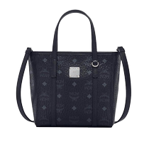 (Self-operated) MCM Womens Black Printed Handbag Shoulder Tote Bag Vegetable Basket Bag Shopping Bag