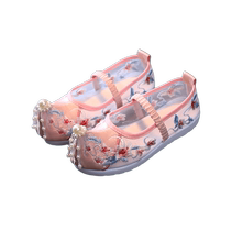 Girls Embroidered Shoes Summer Childrens Hanfu Shoes 2023 New Costume Sandals Old Beijing Cloth Shoes Mesh Dance Shoes
